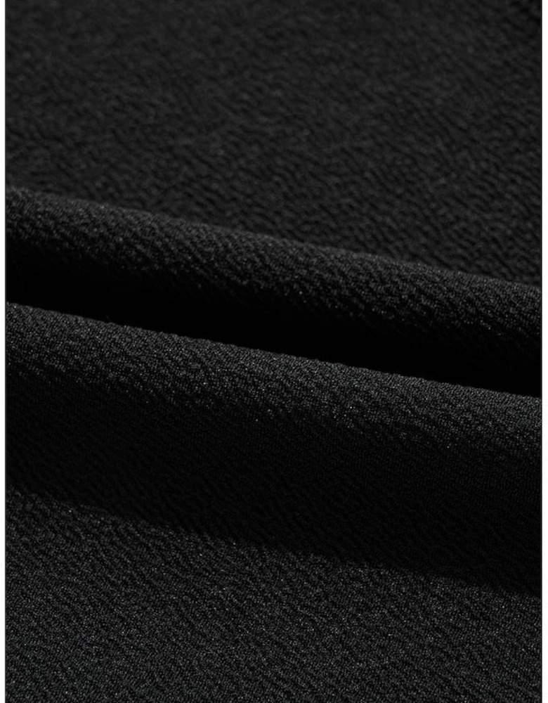 Black Textured Stitch One Shoulder Cutout One Piece Swimsuit