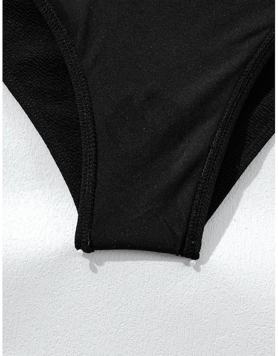 Black Textured Stitch One Shoulder Cutout One Piece Swimsuit