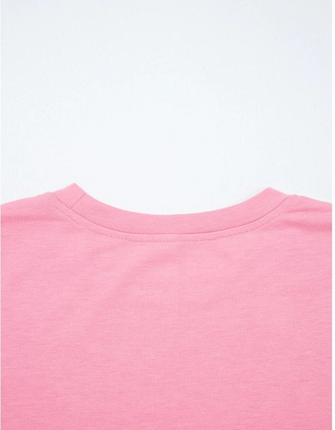 Sachet Pink Drop Shoulder Lace Ruffled Sleeve Patchwork Loose Sweatshirt