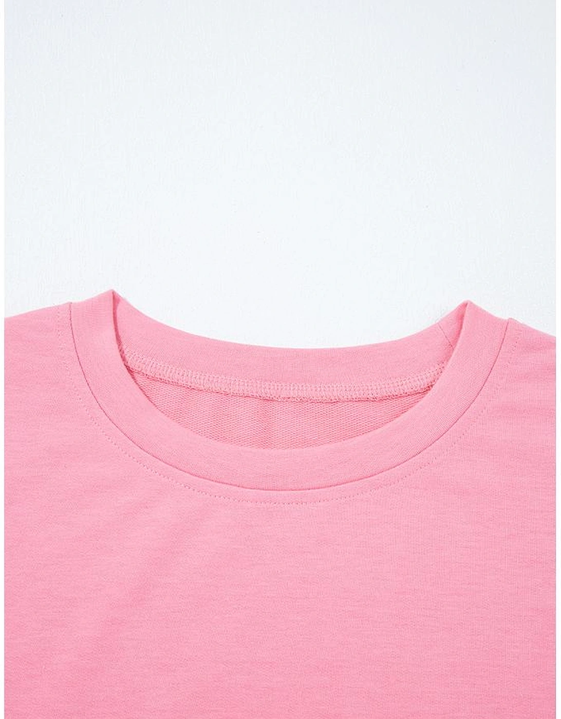 Sachet Pink Drop Shoulder Lace Ruffled Sleeve Patchwork Loose Sweatshirt