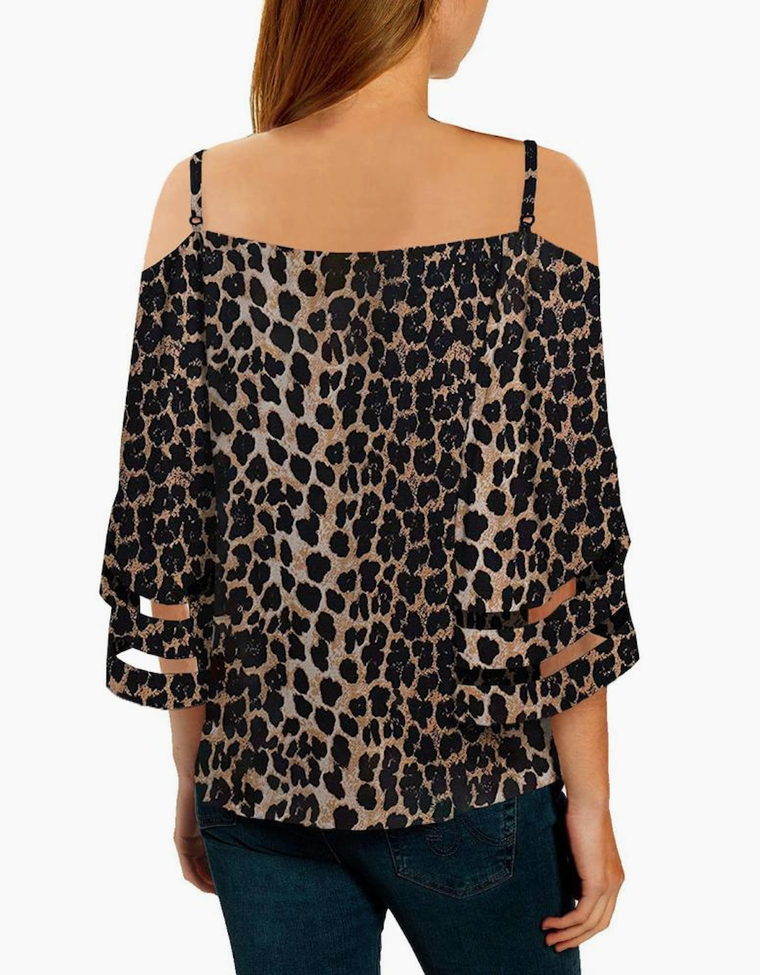 Leopard Cold Shoulder Blouse
