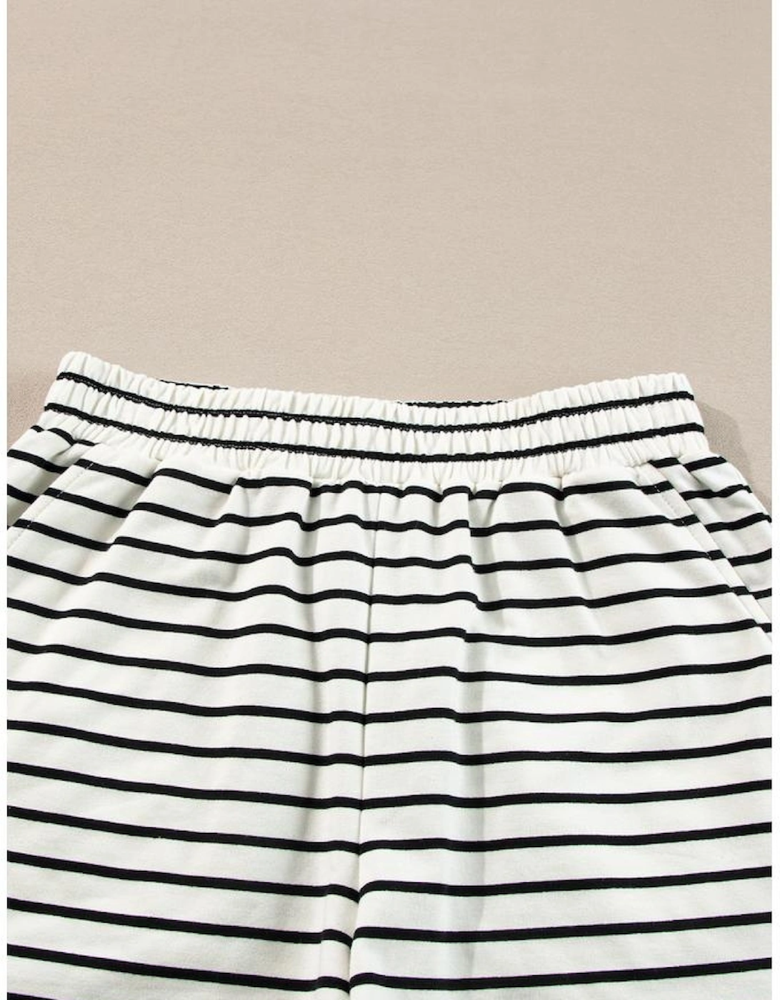Black white Stripes Printed Half Button Long Sleeve Top and Shorts Set