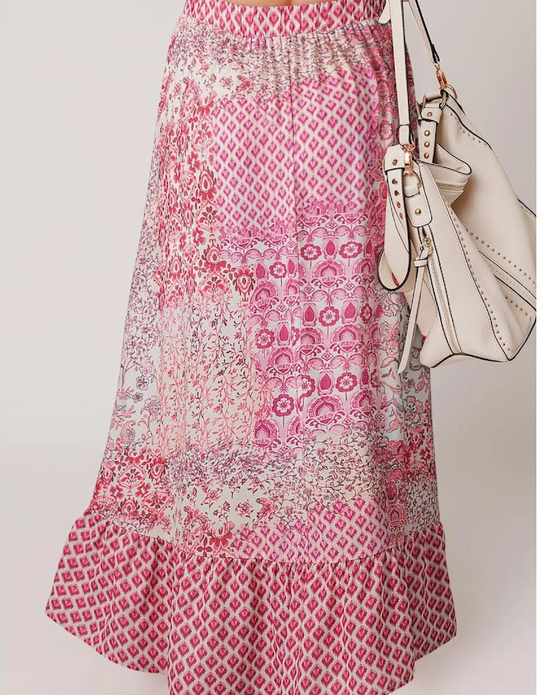 Red Boho Pattern Print Tassel Drawstring High Waist Maxi Dress, 11 of 10