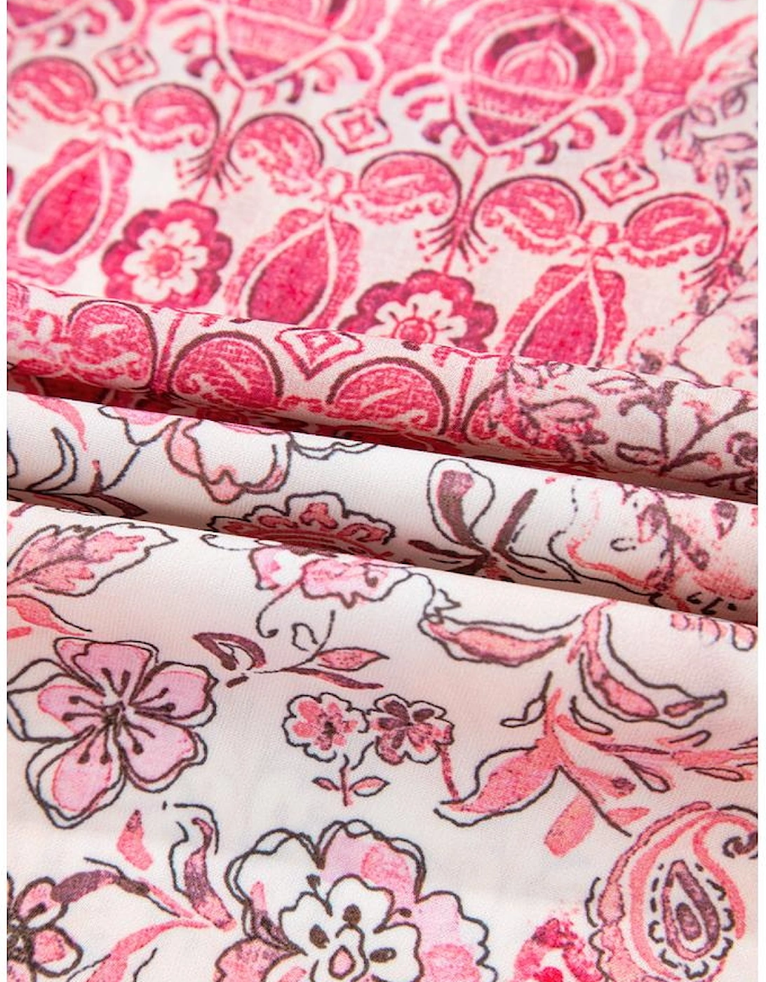 Red Boho Pattern Print Tassel Drawstring High Waist Maxi Dress