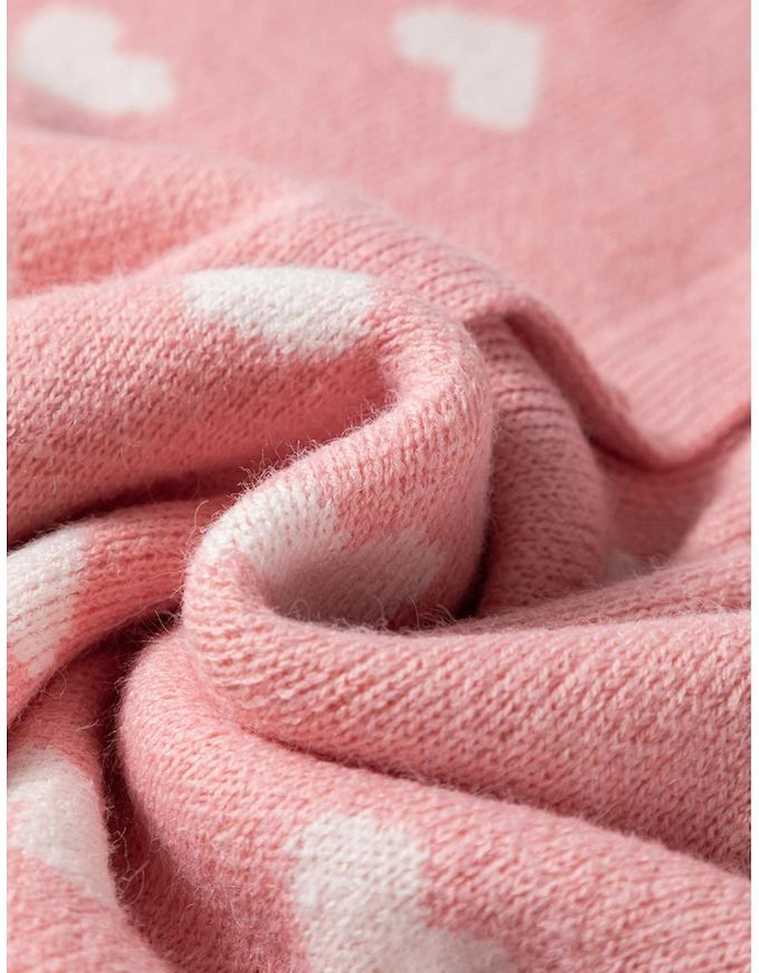 Light Pink Heart Pattern Button Front Cardigan Sweater