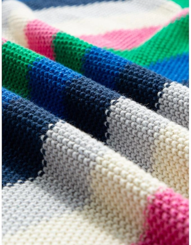 Bright Green Rainbow Striped Crew Neck Drop Shoulder Sweater