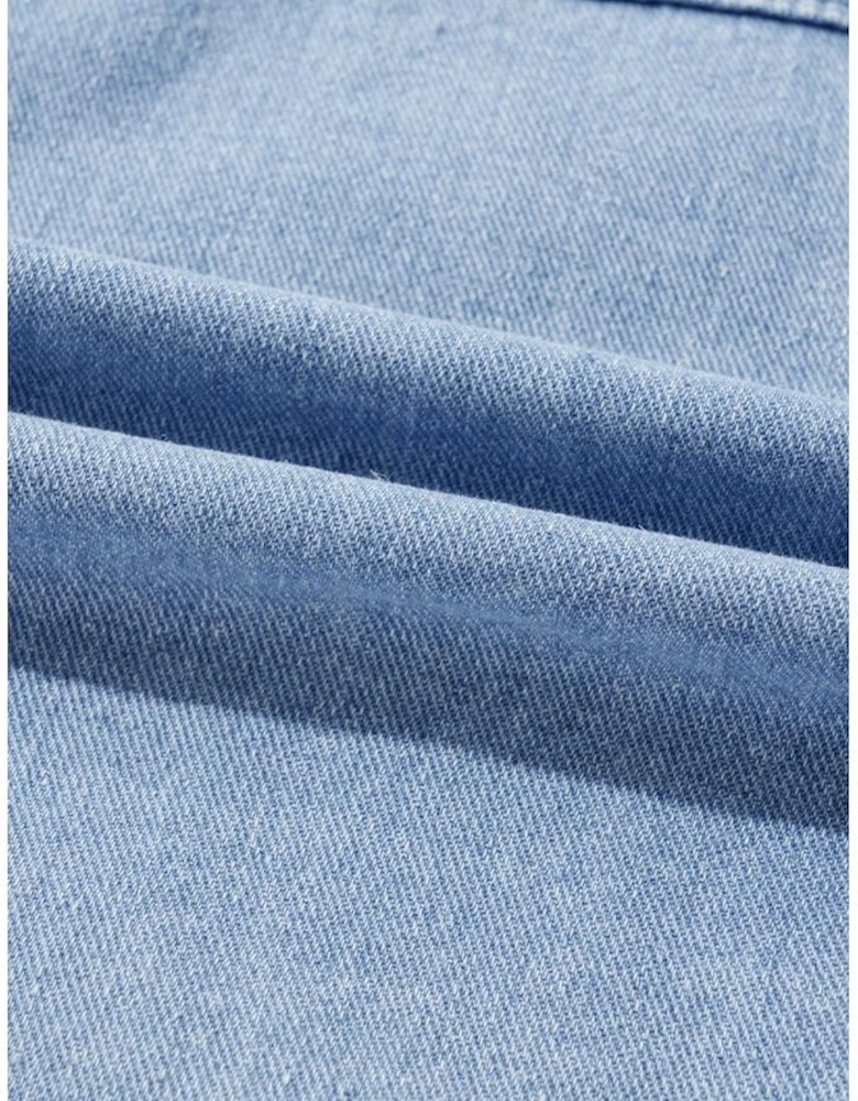 Khaki Plaid Patchwork Buttoned Oversized Denim Jacket