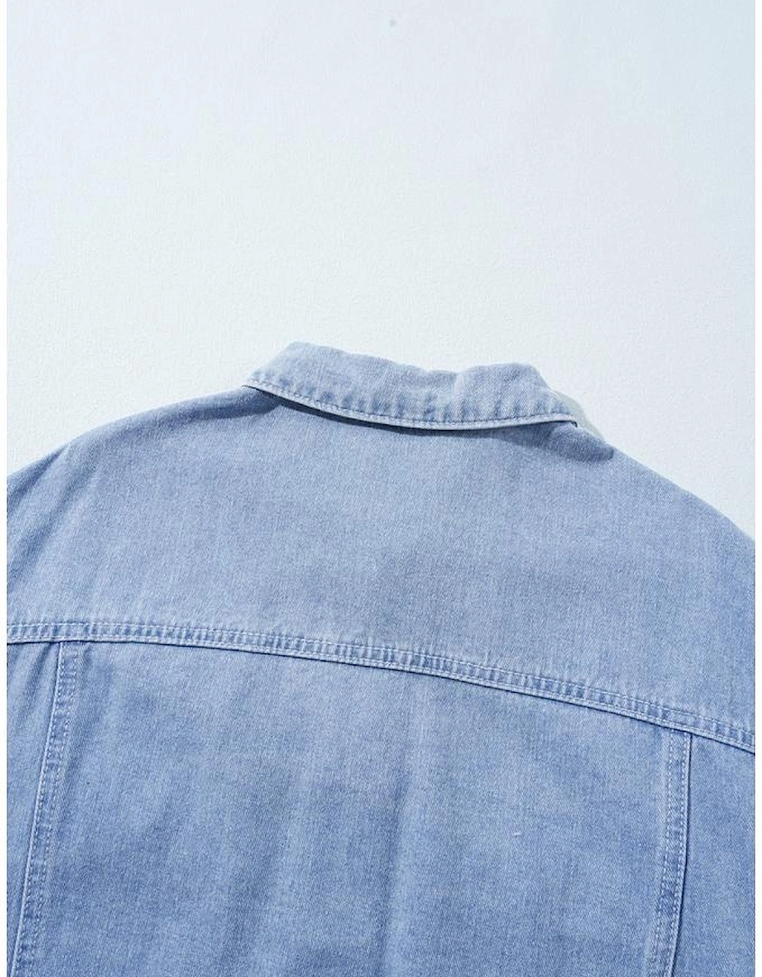 Khaki Plaid Patchwork Buttoned Oversized Denim Jacket