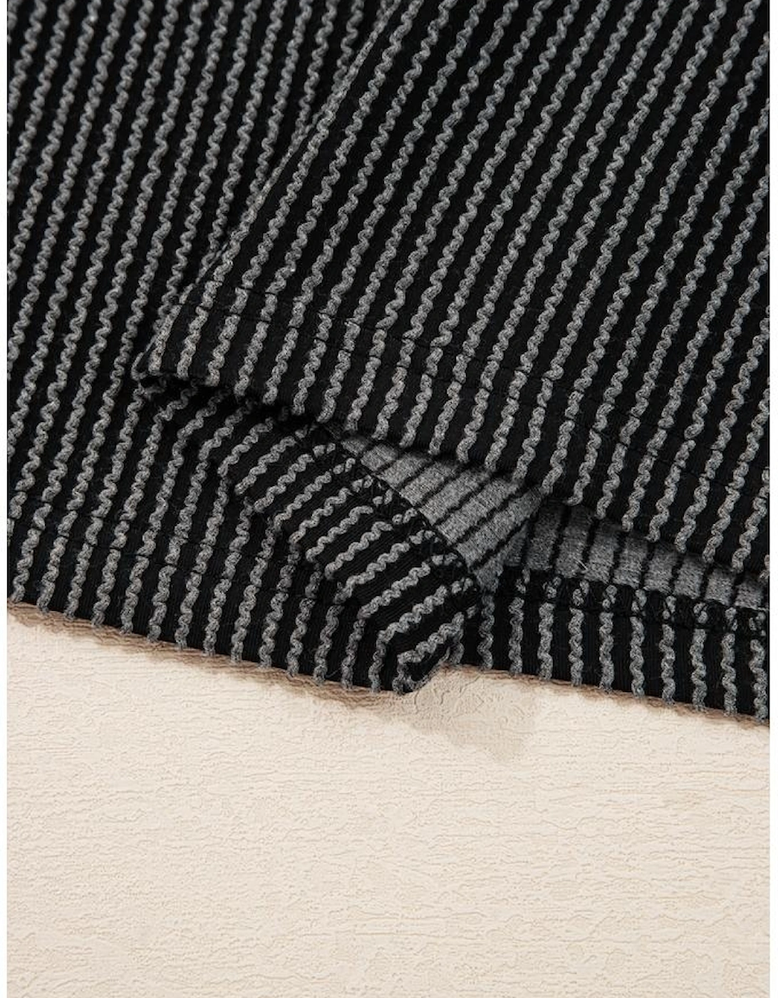 Carbon Grey Twisted Rib Texture Leopard Patchwork Detail 2pcs Pant Set