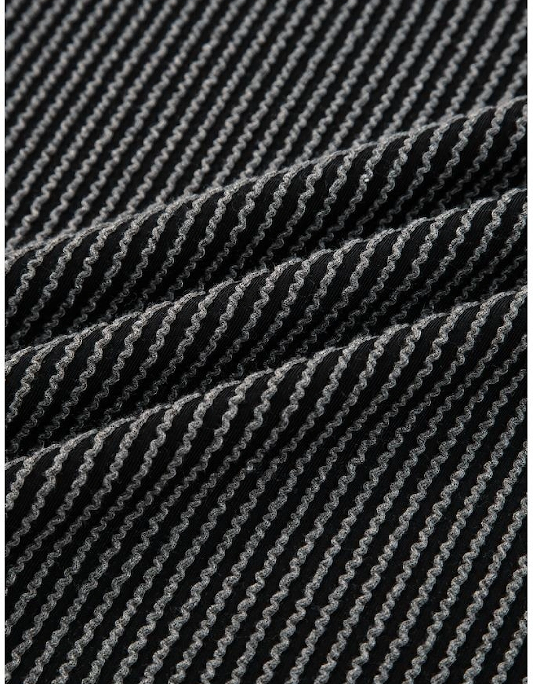 Carbon Grey Twisted Rib Texture Leopard Patchwork Detail 2pcs Pant Set