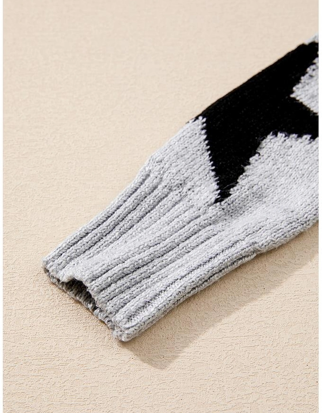Gray Star Pattern Drop Shoulder Sweater