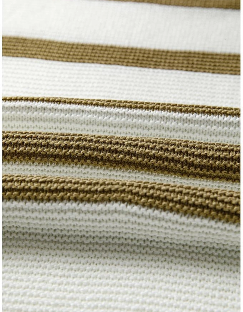 Khaki Stripe Tie Open Side Sweater Knitted Top