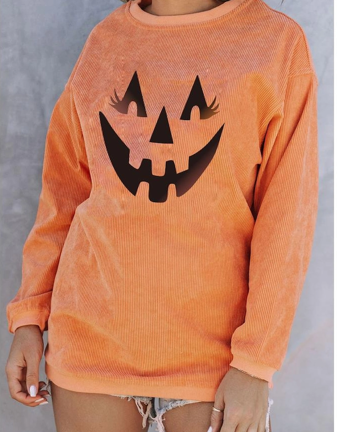 Orange Pumpkin Smile Face Graphic Sweatshirt