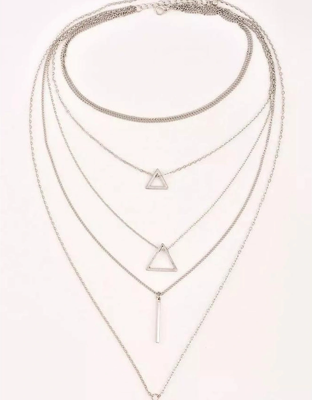 Silver Boho Triangle Bar Pendant Multilayer Necklace, 3 of 2
