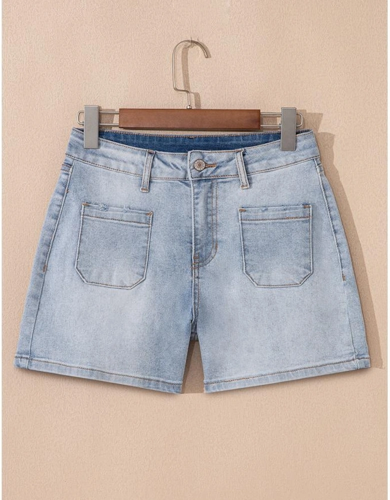 Beau Blue Light Wash High Rise Denim Shorts