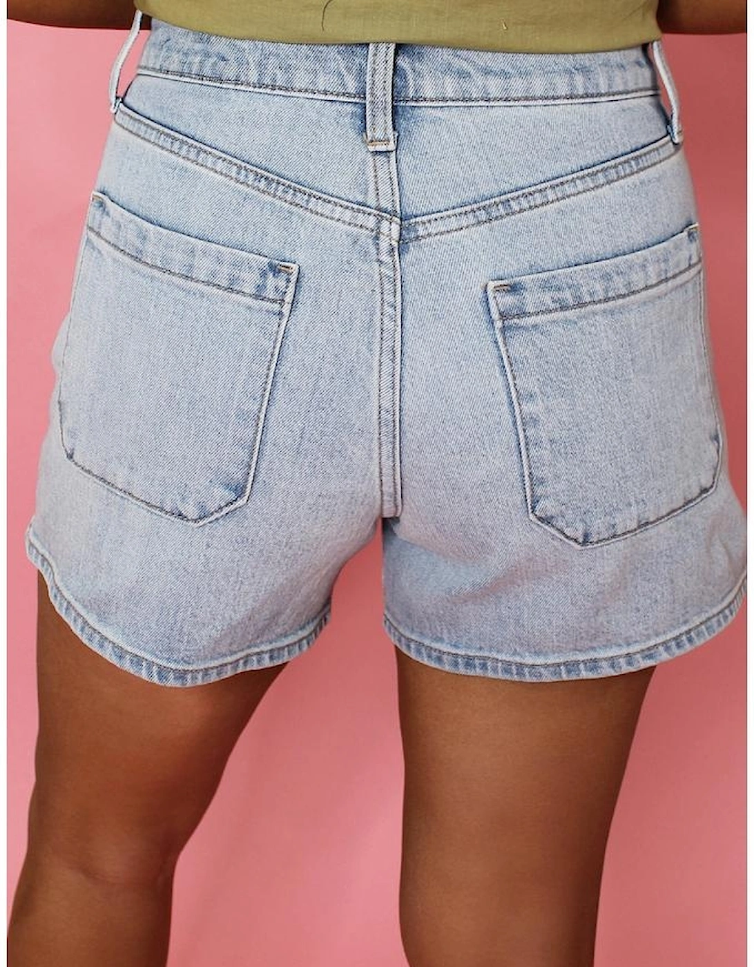 Beau Blue Light Wash High Rise Denim Shorts, 14 of 13