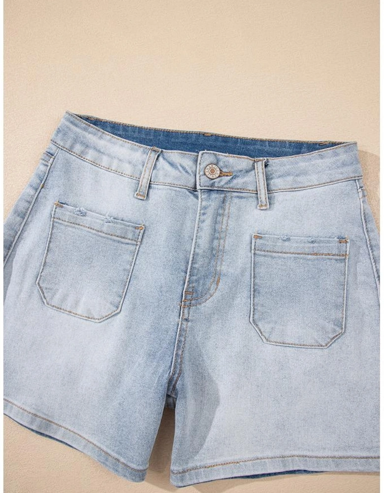Beau Blue Light Wash High Rise Denim Shorts