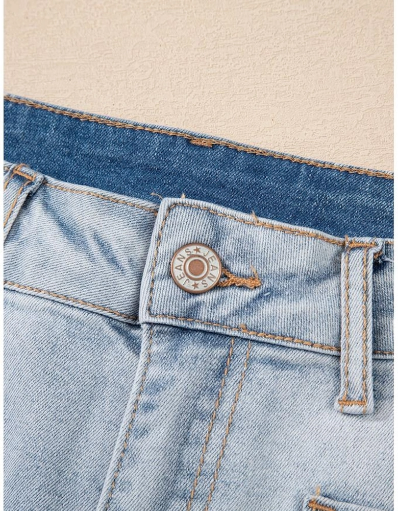 Beau Blue Light Wash High Rise Denim Shorts