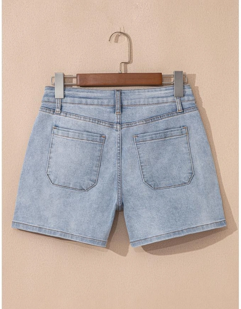 Beau Blue Light Wash High Rise Denim Shorts