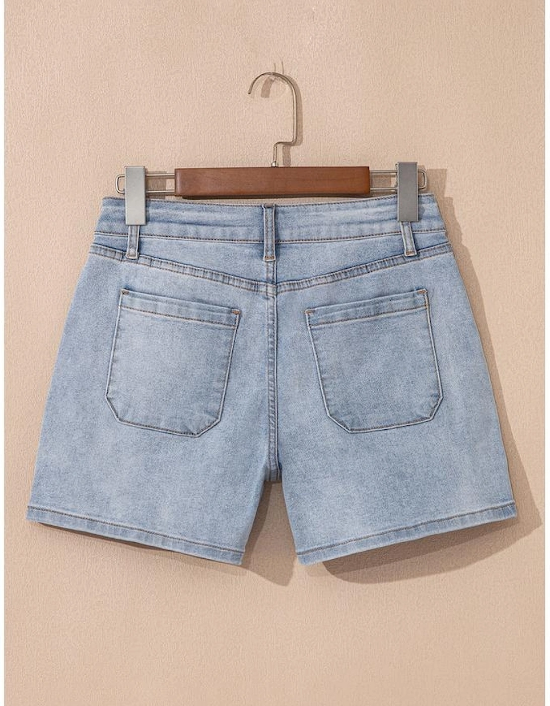 Beau Blue Light Wash High Rise Denim Shorts
