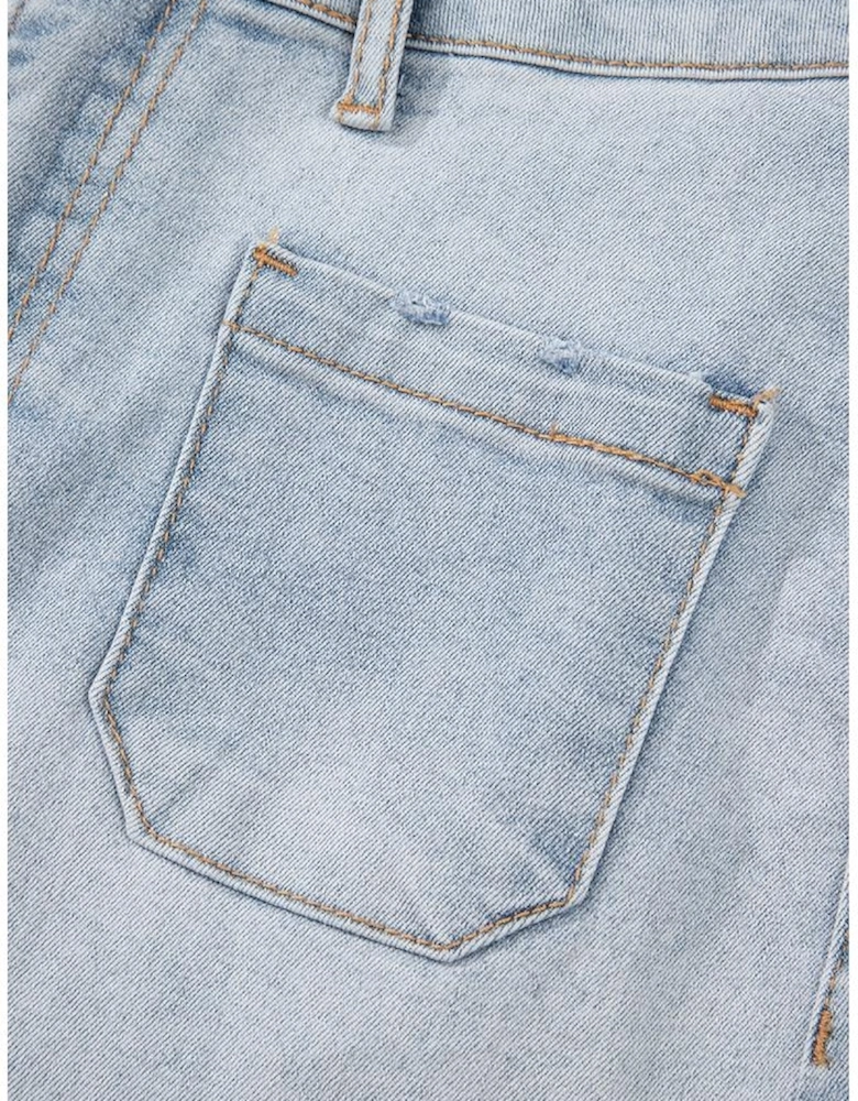 Beau Blue Light Wash High Rise Denim Shorts