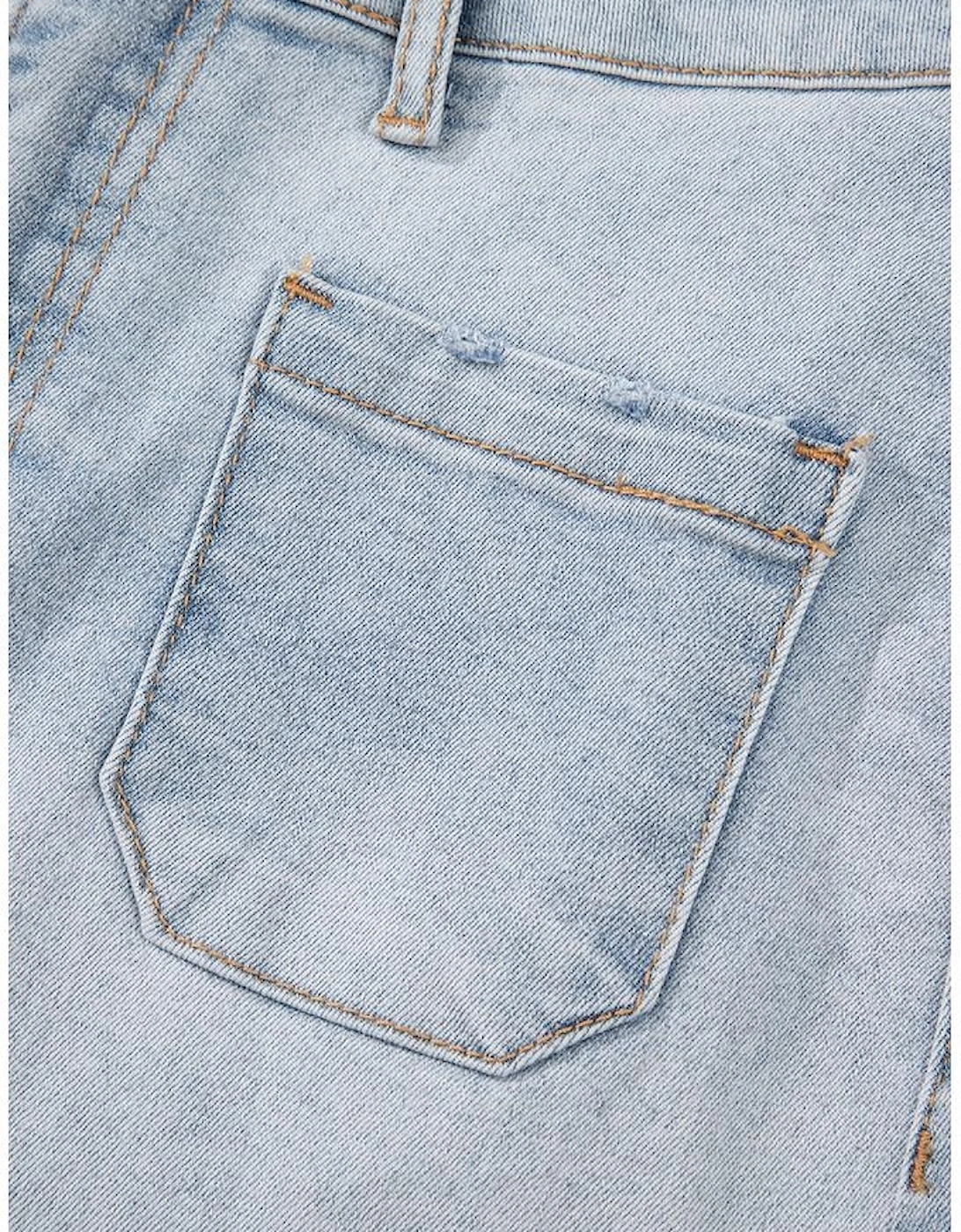 Beau Blue Light Wash High Rise Denim Shorts