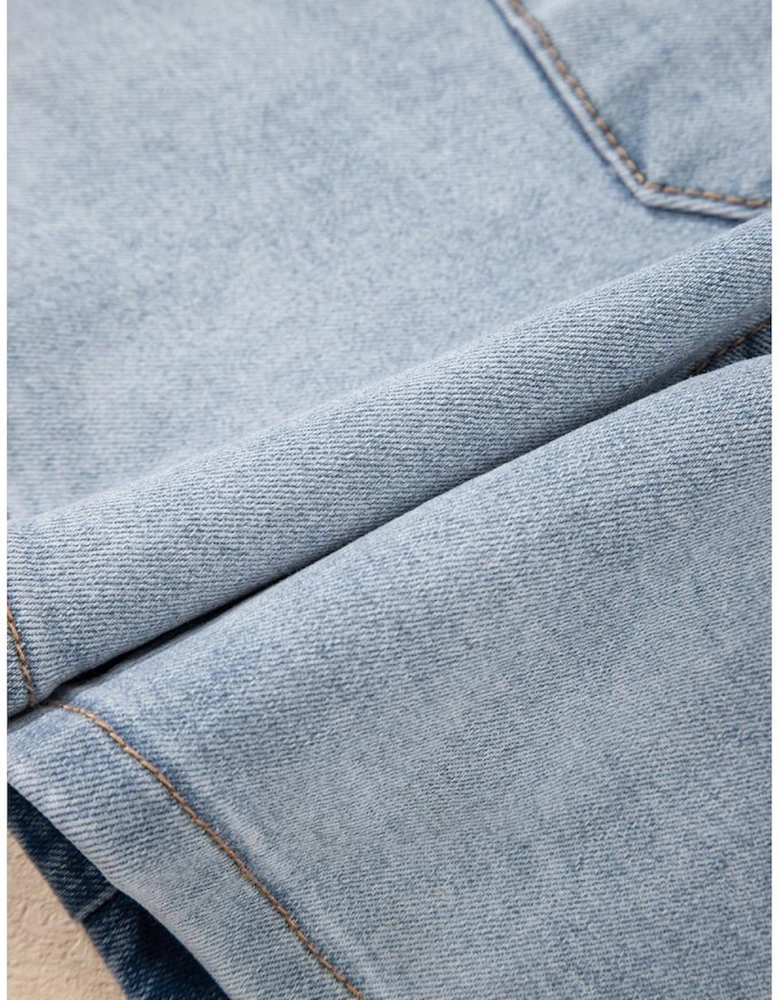 Beau Blue Light Wash High Rise Denim Shorts