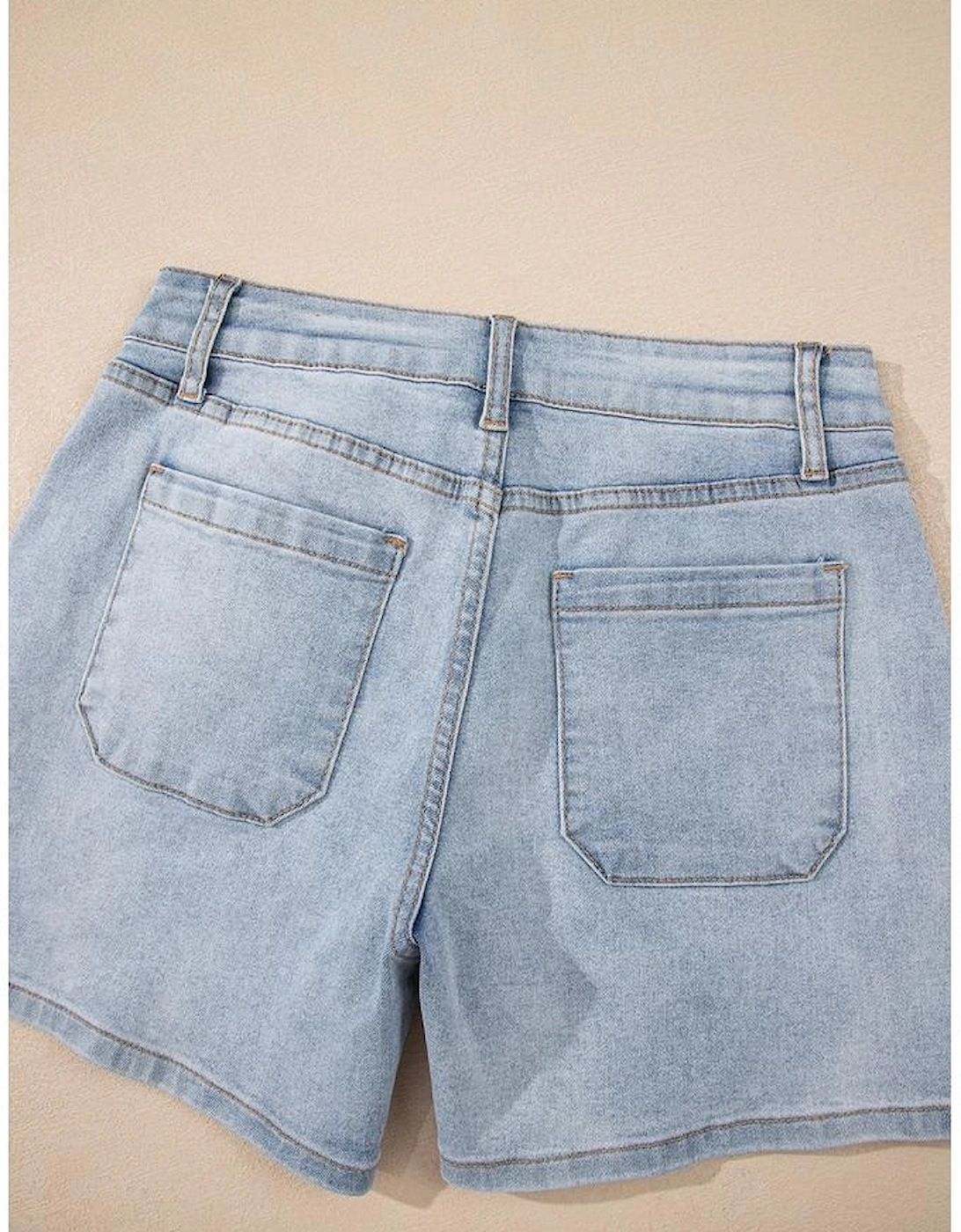 Beau Blue Light Wash High Rise Denim Shorts