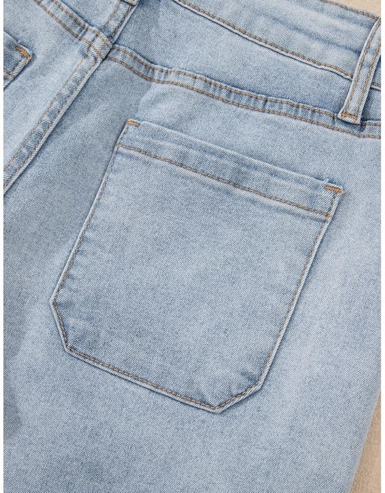 Beau Blue Light Wash High Rise Denim Shorts