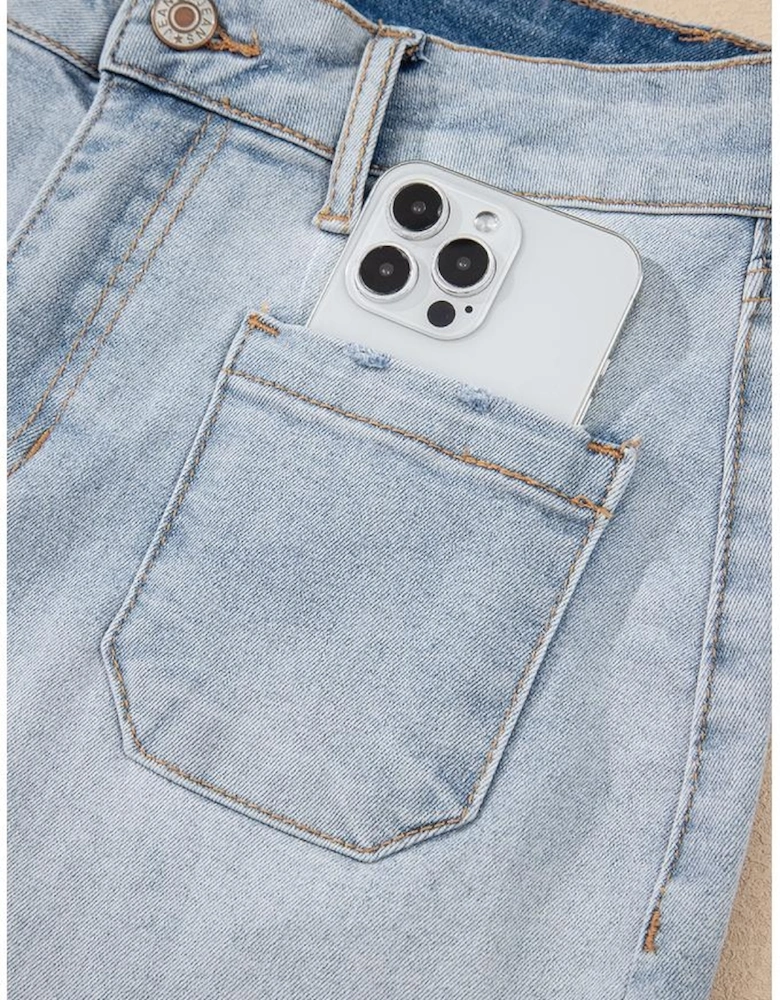 Beau Blue Light Wash High Rise Denim Shorts