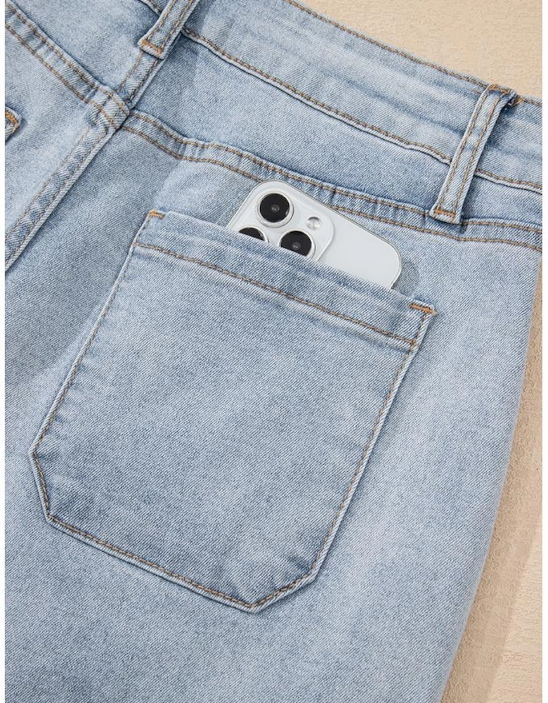 Beau Blue Light Wash High Rise Denim Shorts
