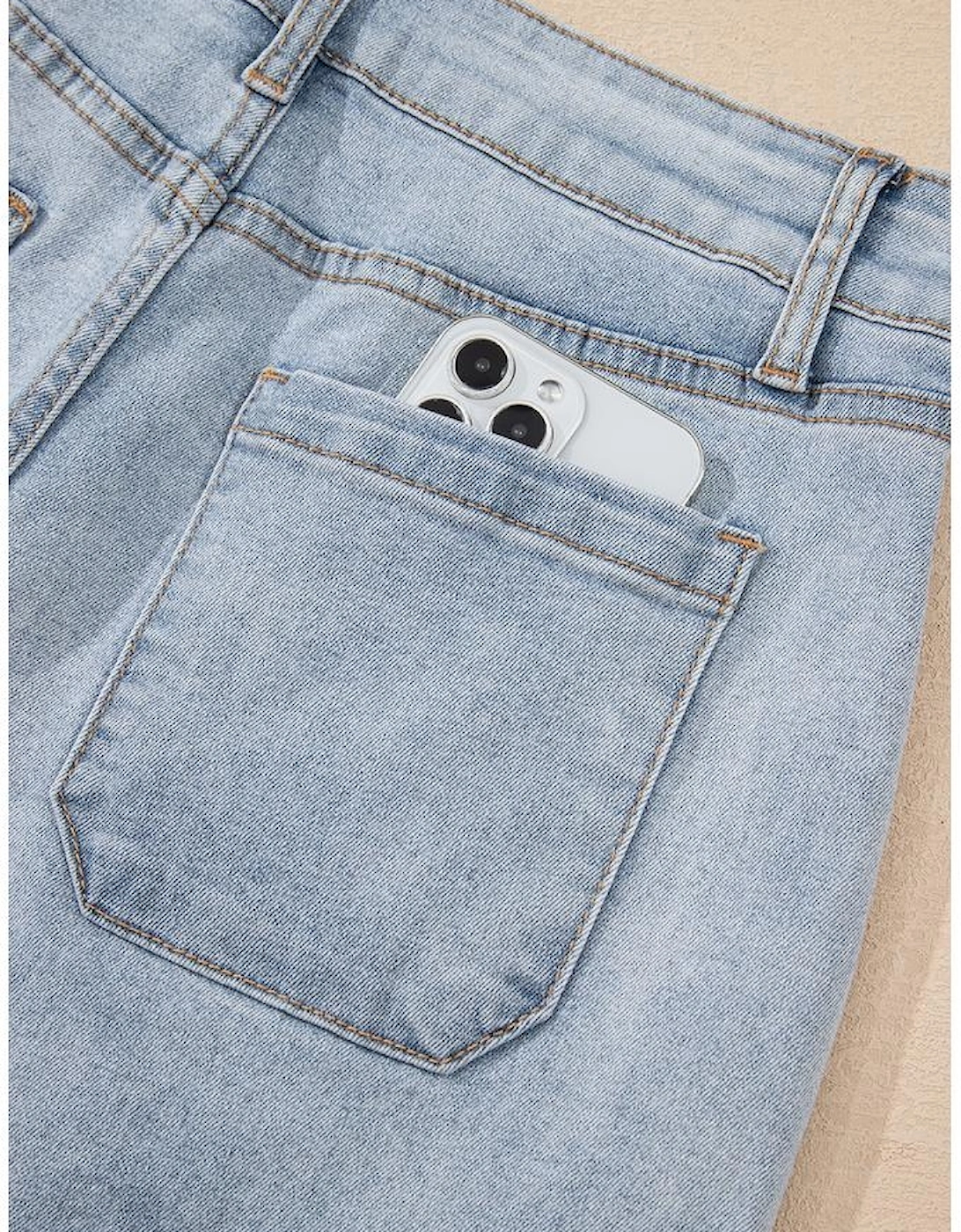 Beau Blue Light Wash High Rise Denim Shorts