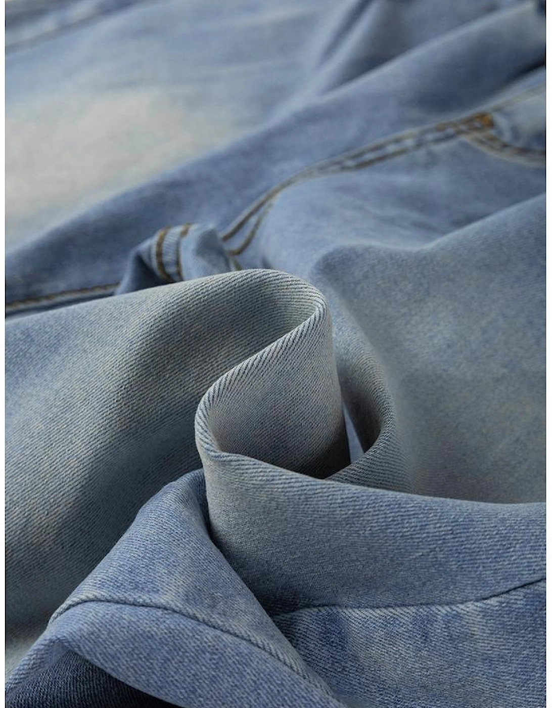 Ashleigh Blue Washed Pleated Detail Wide Leg Jeans