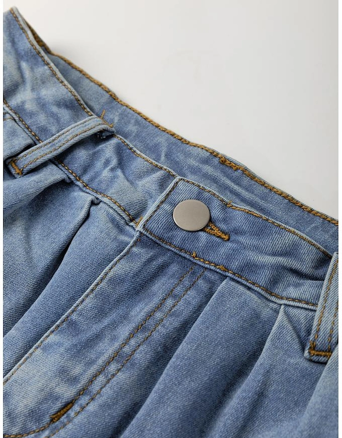 Ashleigh Blue Washed Pleated Detail Wide Leg Jeans