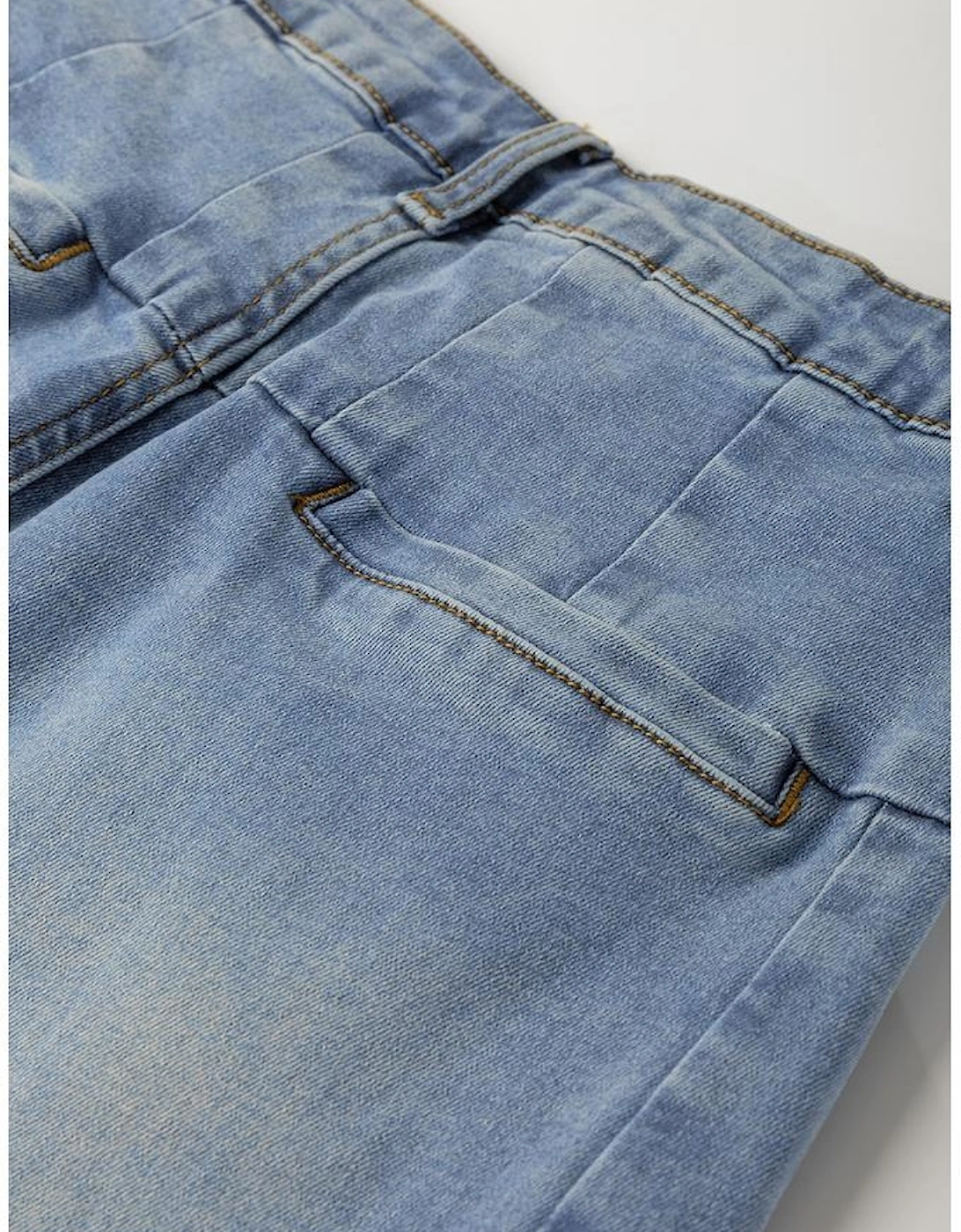 Ashleigh Blue Washed Pleated Detail Wide Leg Jeans