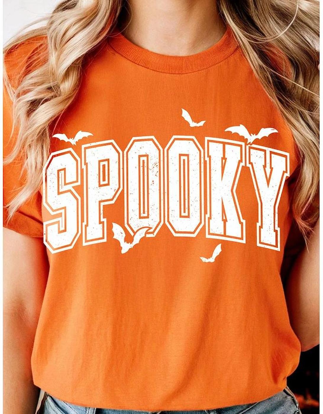 Orange SPOOKY Bats Halloween Graphic T Shirt
