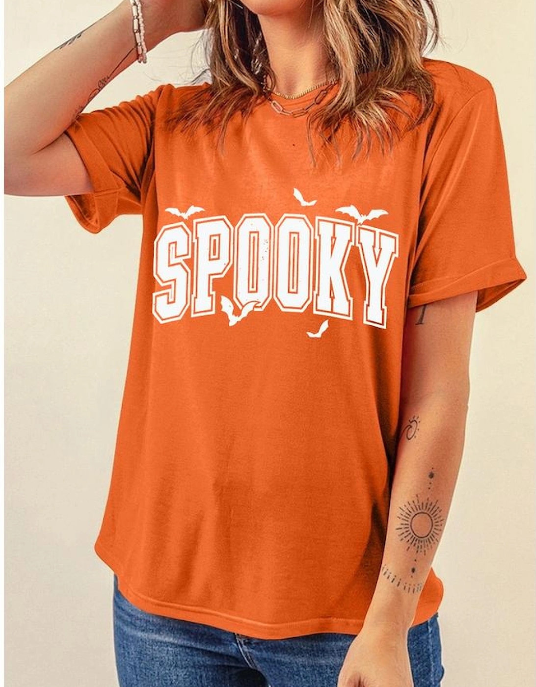 Orange SPOOKY Bats Halloween Graphic T Shirt