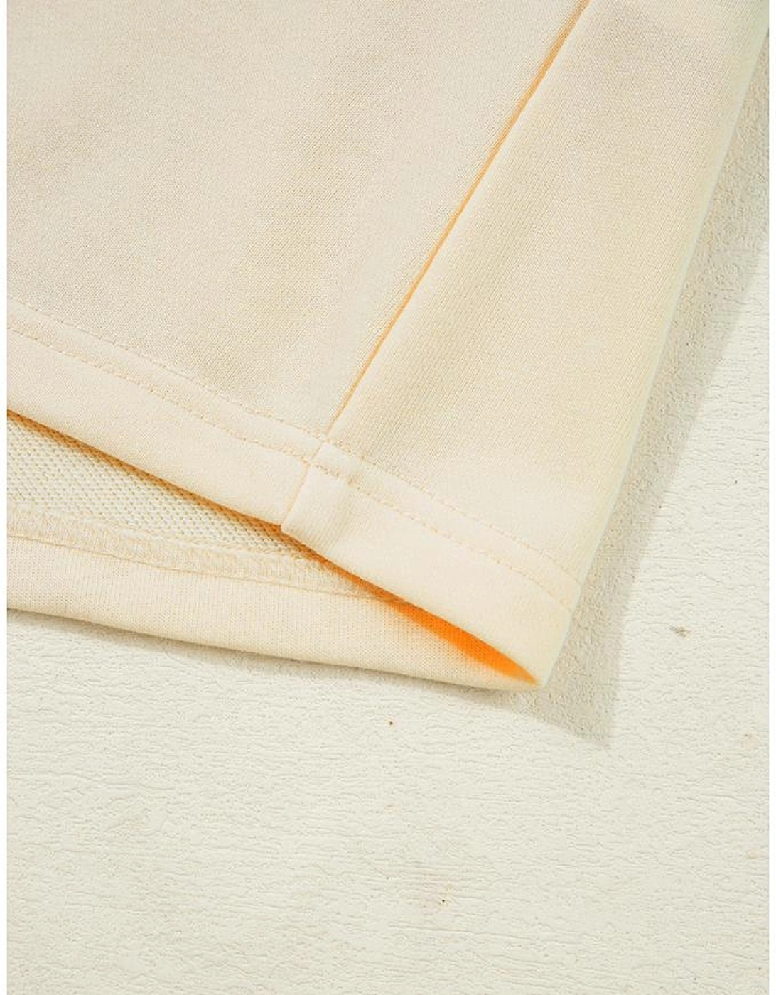 Beige Striped Patchwork Long Sleeve Round Neck Two-in-one Top