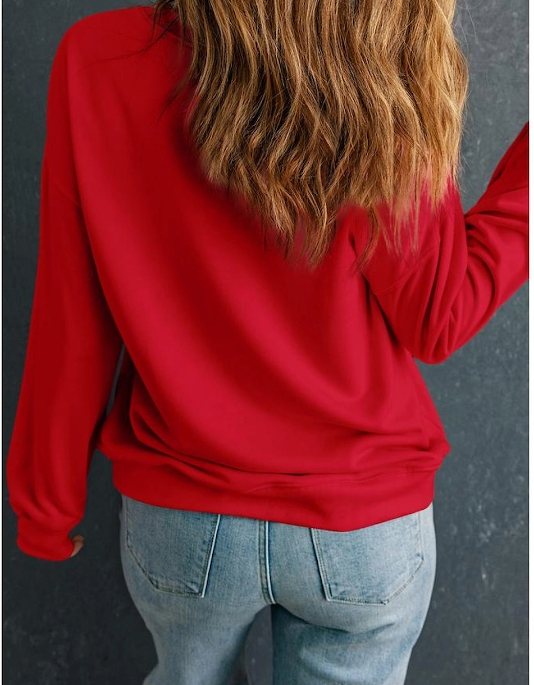 Racing Red Halloween Bow Knot Pumpkin Print Drop Shoulder Plus Sweatshirt