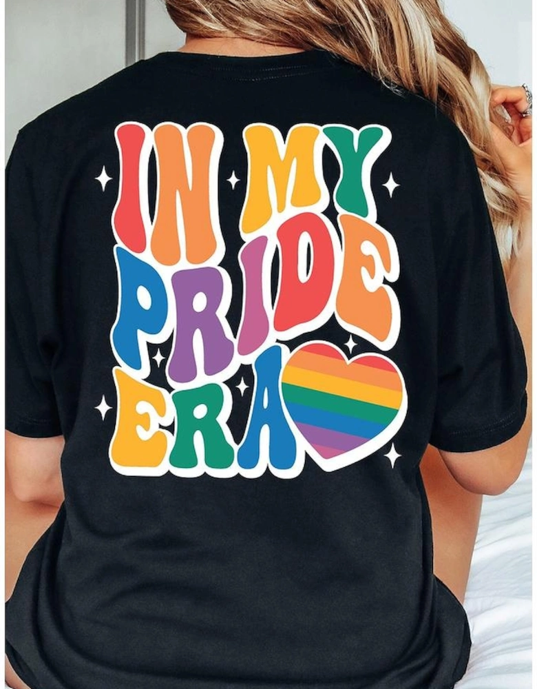 Black Pride Heart Cracking Graphic Detail Cotton Blend T Shirt