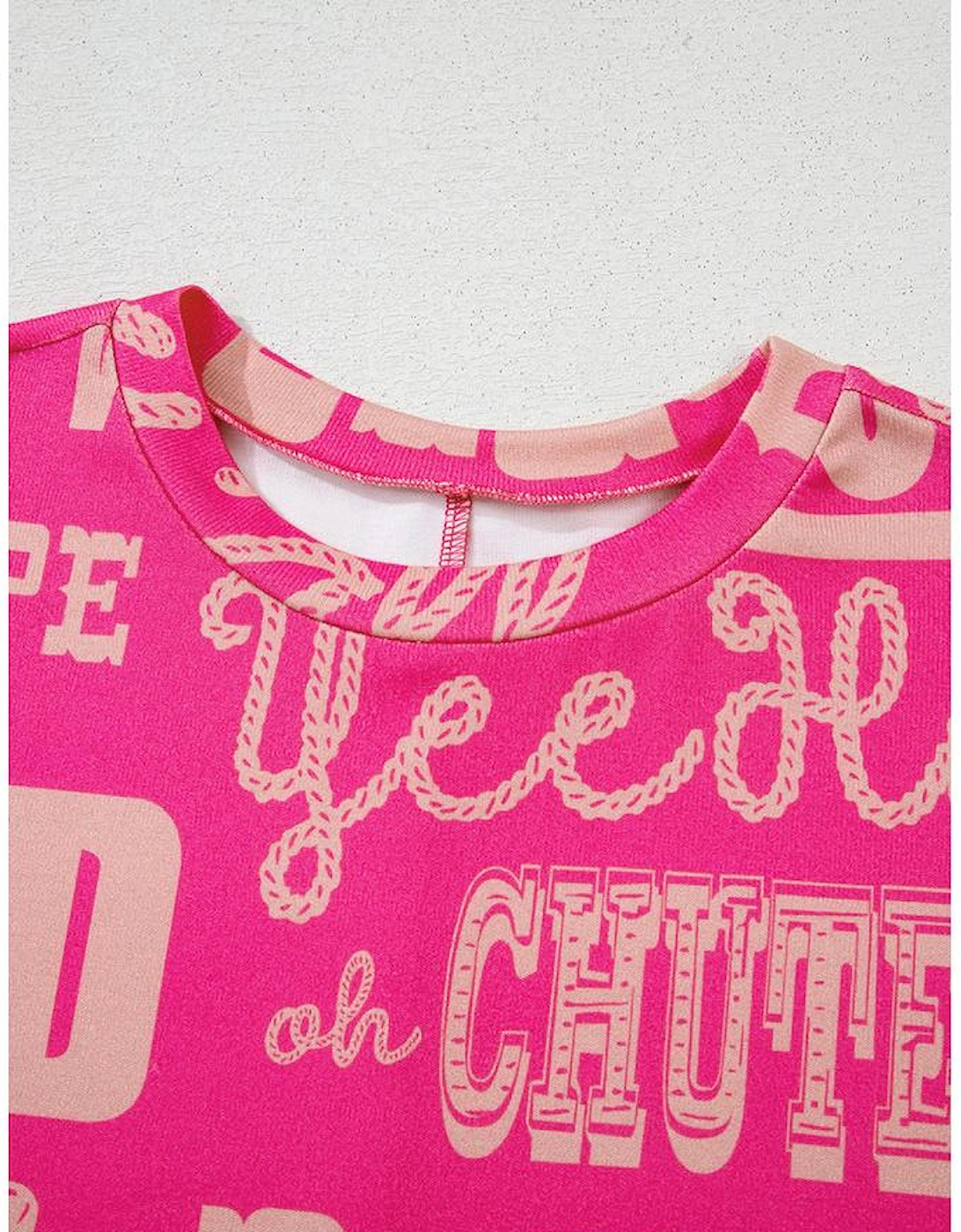 Rose Howdy Cowboy Letter Printed Western Fashion Tee