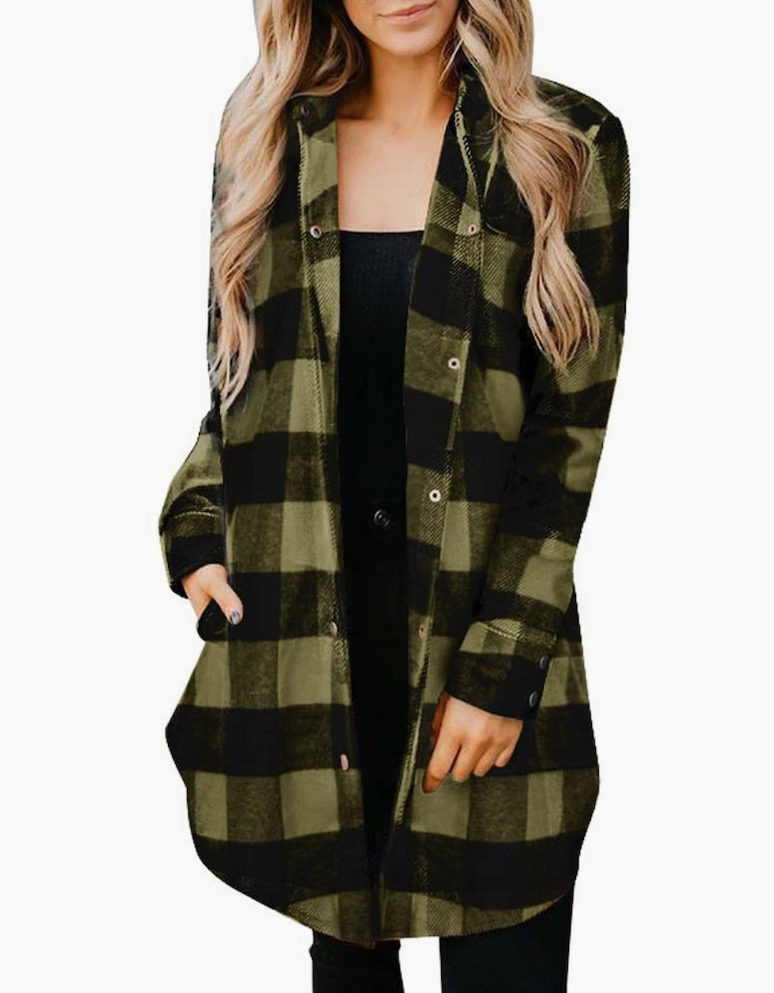 Azura Exchange Plaid Shirt Coat
