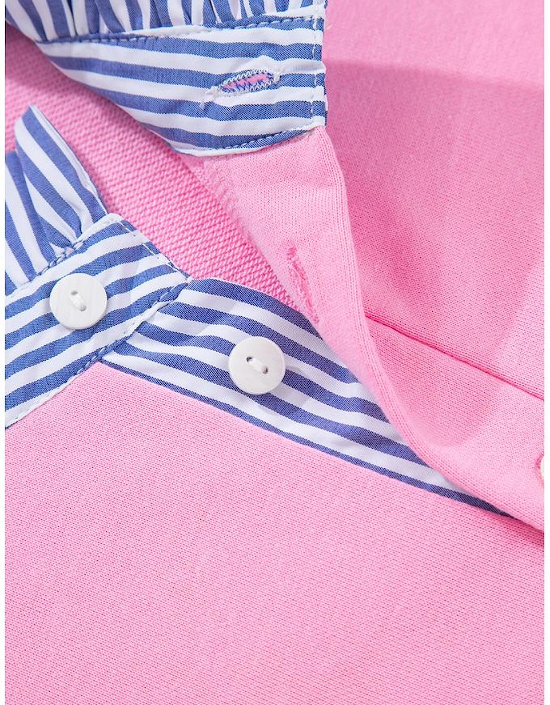 Bonbon Button Striped Collar Patchwork Puff Sleeve Sweatshirt