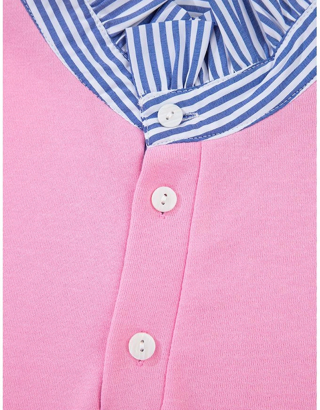 Bonbon Button Striped Collar Patchwork Puff Sleeve Sweatshirt