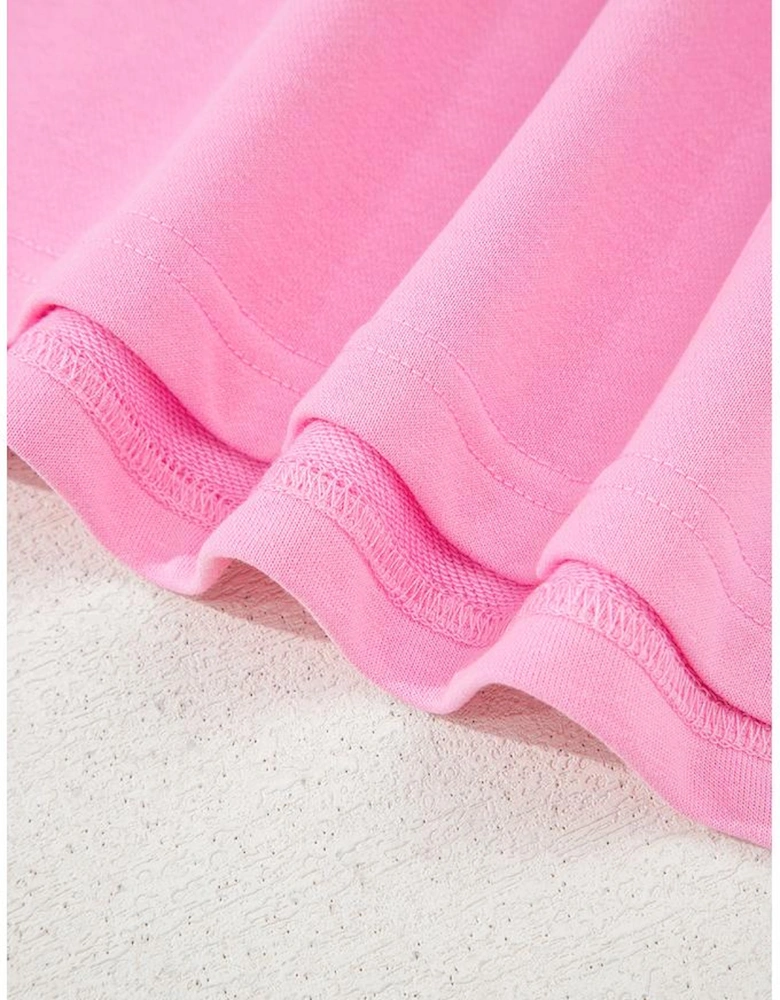 Bonbon Button Striped Collar Patchwork Puff Sleeve Sweatshirt