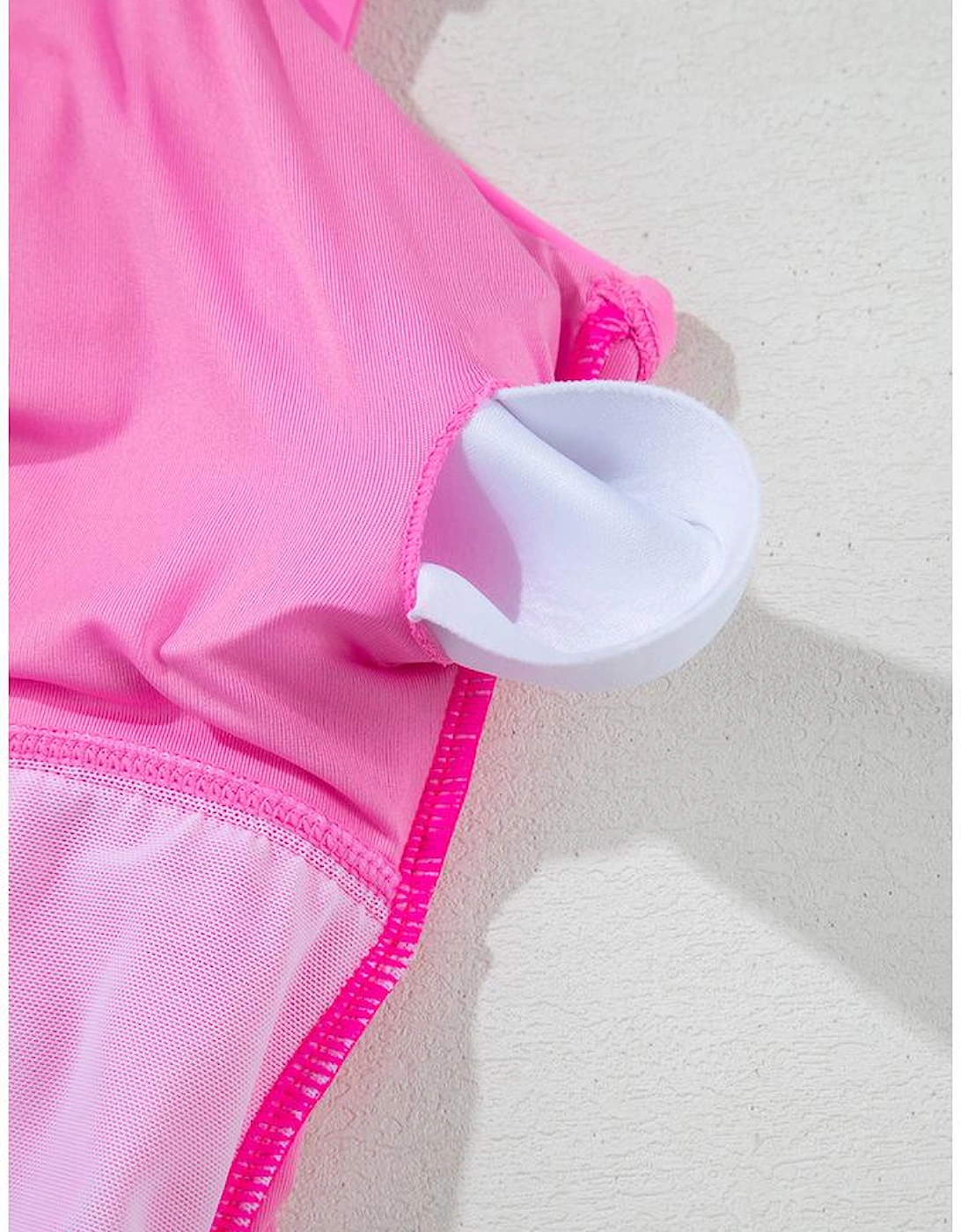 Rose Red Ric Rac Trim Contrasted Patchwork Cutout One Piece Swimsuit