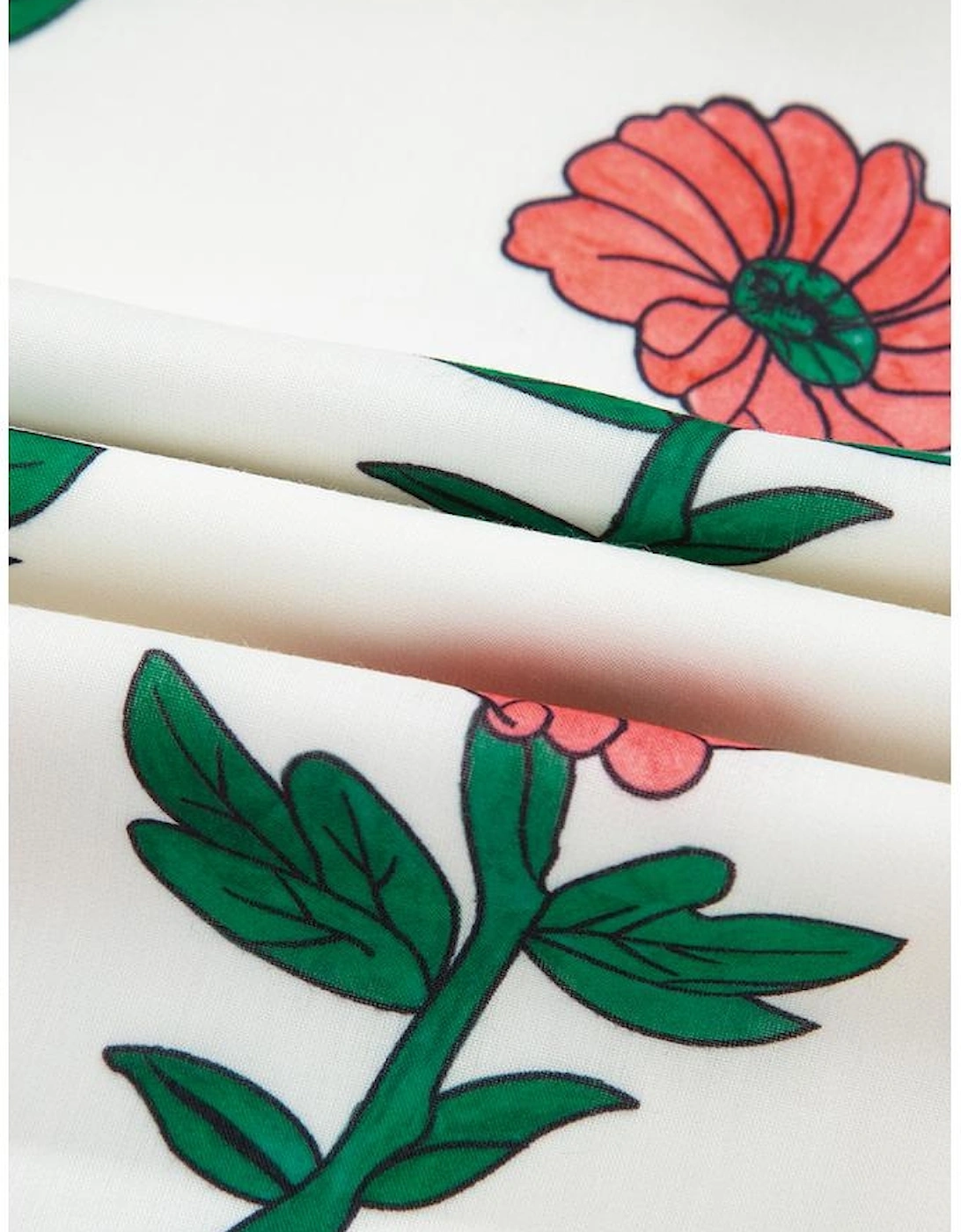 Beige Floral Print Shirred Split Neck Short Sleeve Blouse