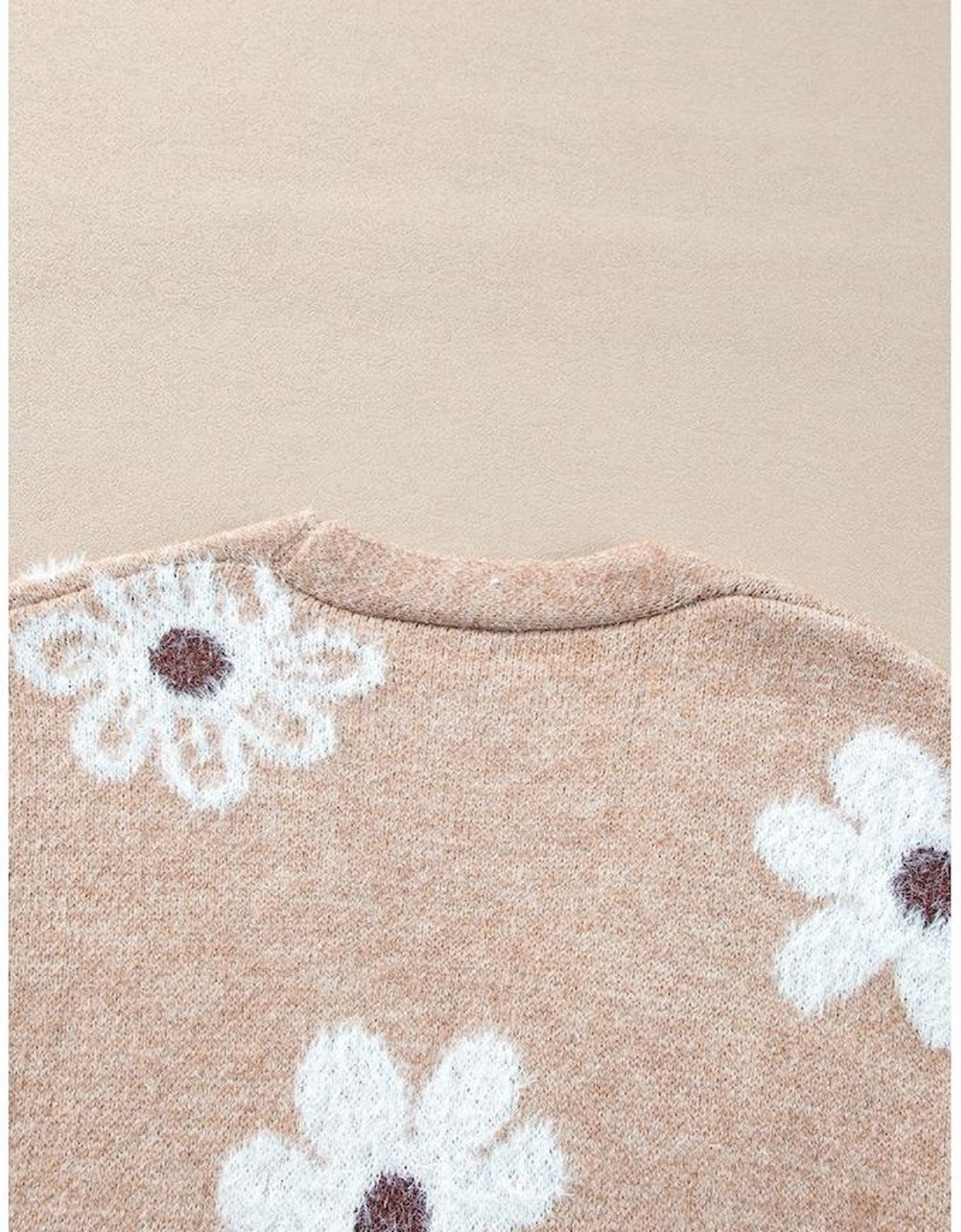 Smoke Gray Floral Print V Neck Knitted Button up Cardigan