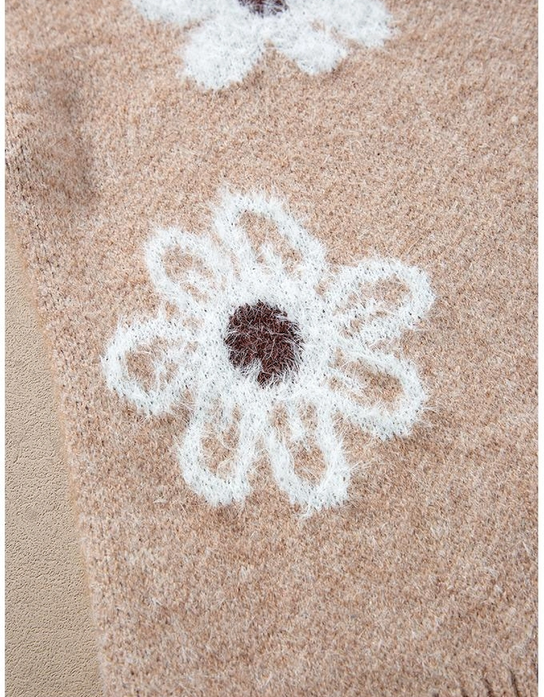 Smoke Gray Floral Print V Neck Knitted Button up Cardigan