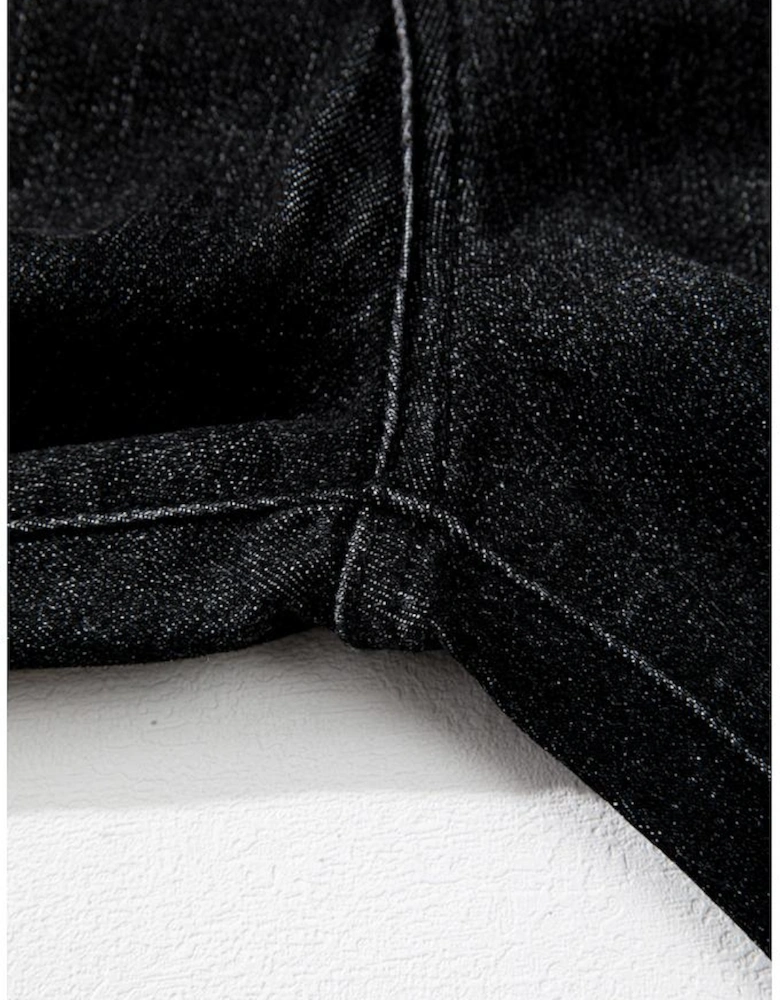 Carbon Grey Mineral Wash Raw Hem High Waist Flared Jeans